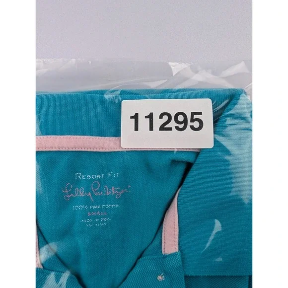 Lilly Pulitzer Teal Resort Fit Polo Shirt Top Women's Small 100% Cotton - Picture 10 of 10